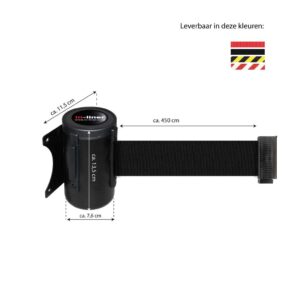Wandhalter schwarz - 4,5 Meter Zugband